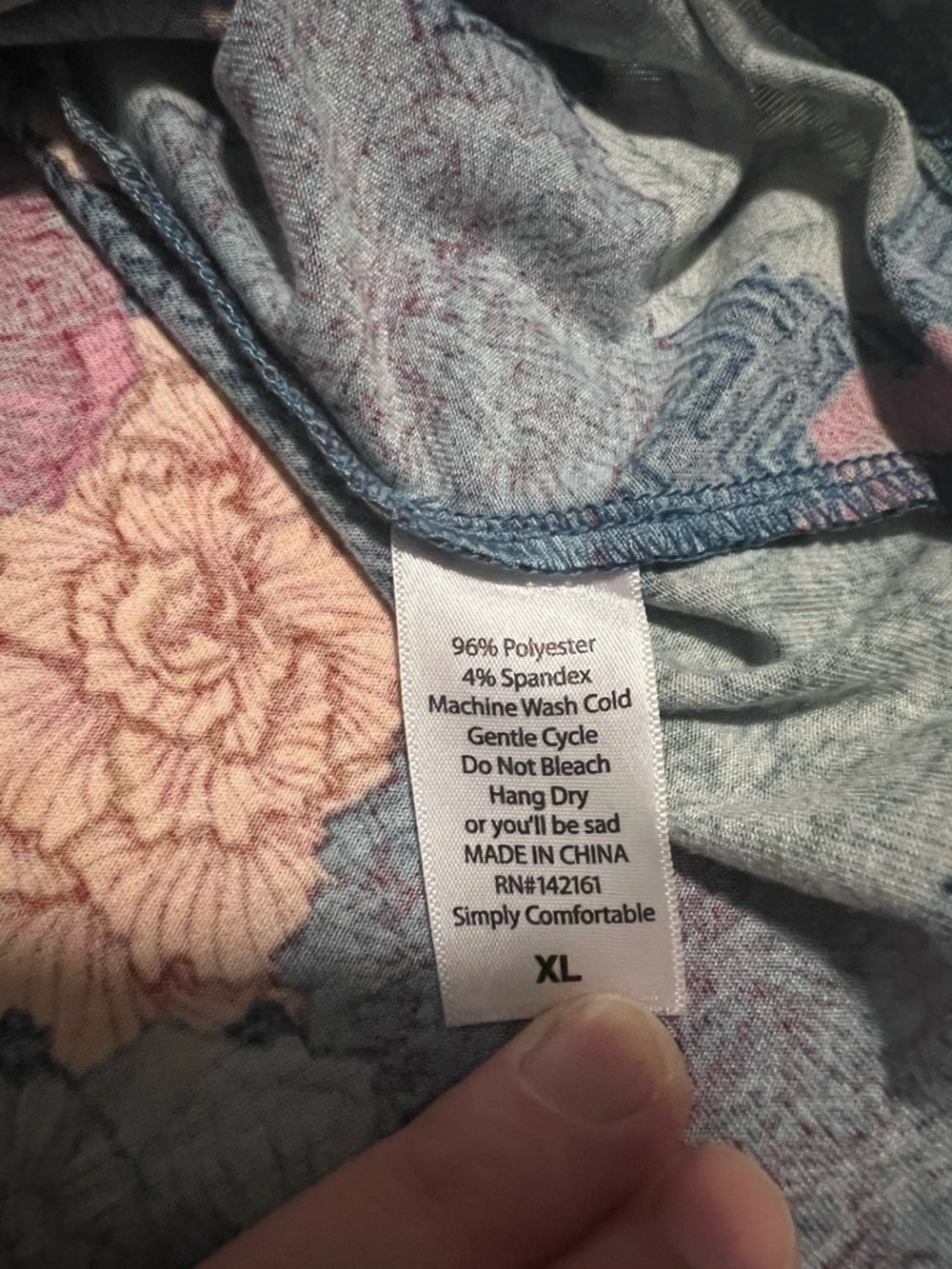 LuLaRoe IRMA Navy Tunic with Pink, Mustard & Teal Floral Print - Picture 3 of 6